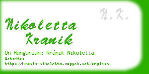 nikoletta kranik business card